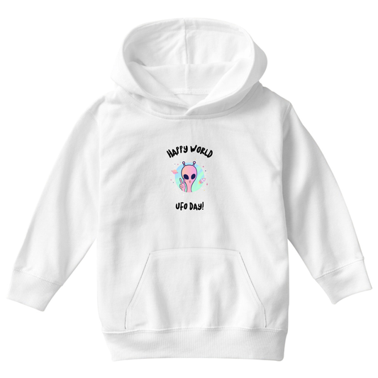 Happy World UFO Day Kids Hoodie | White