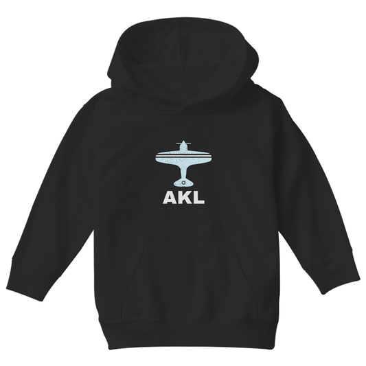 Fly Auckland AKL Airport Kids Hoodie | Black