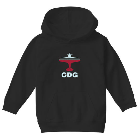 Fly Paris CDG Airport Kids Hoodie | Black