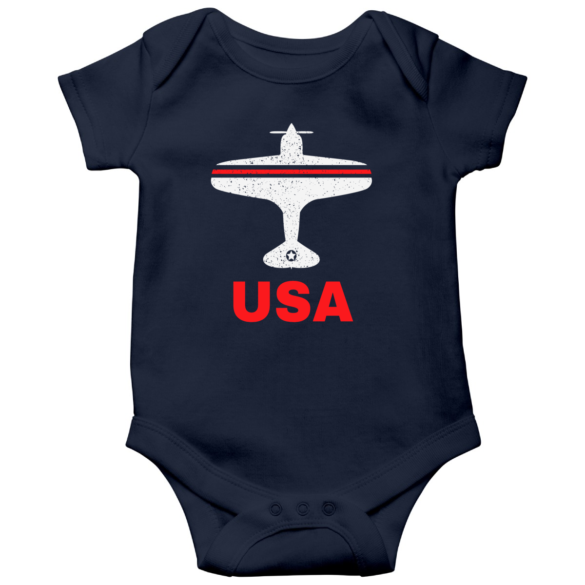 Fly USA Airport Baby Bodysuits | Navy