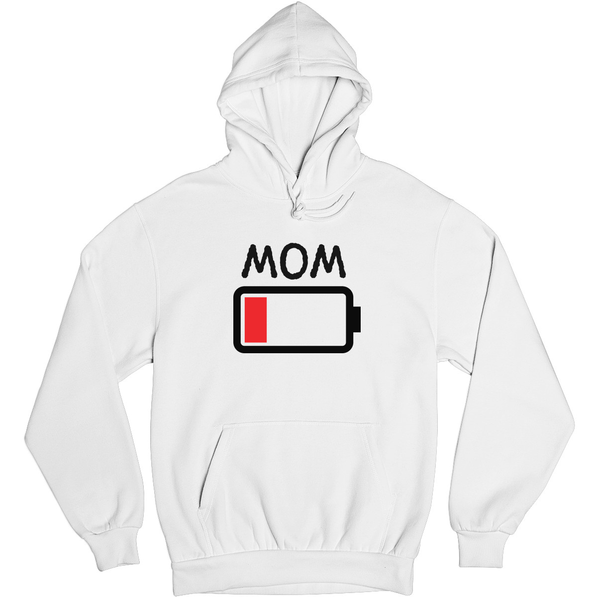 Low Battery Mom Unisex Hoodie | White