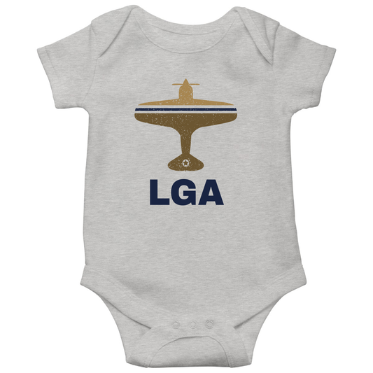 Fly New York LGA Airport Baby Bodysuits | Gray