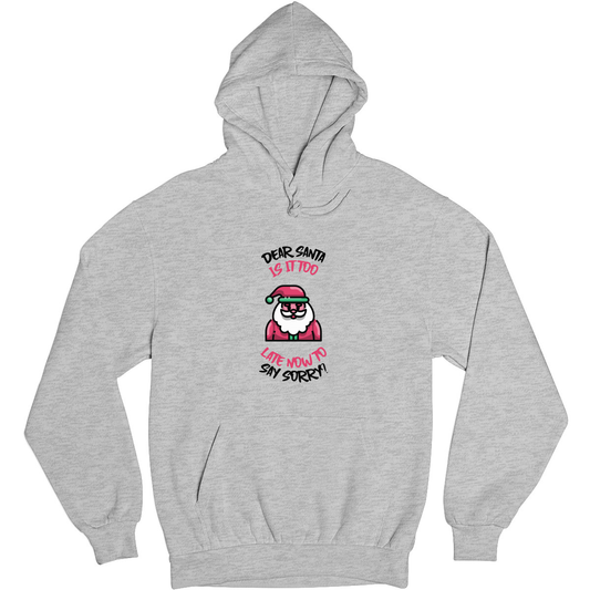 Dear Santa, Is It Too Late to Say Sorry? Unisex Hoodie | Gray