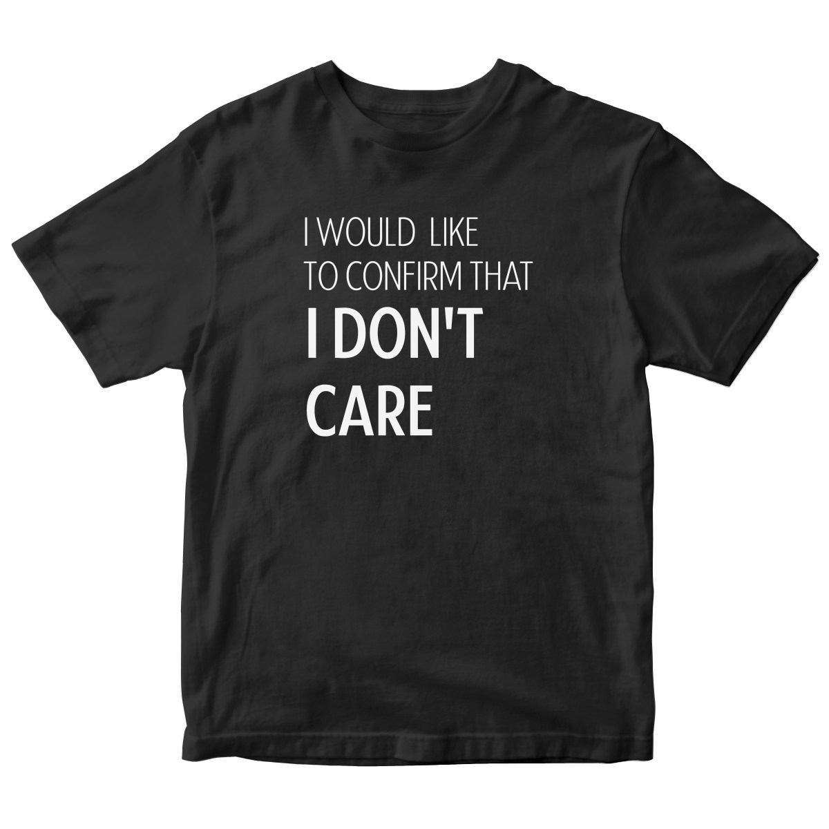I Don't Care Kids T-shirt | Black