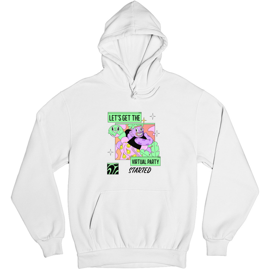 Let's get the virtual party started Unisex Hoodie | White