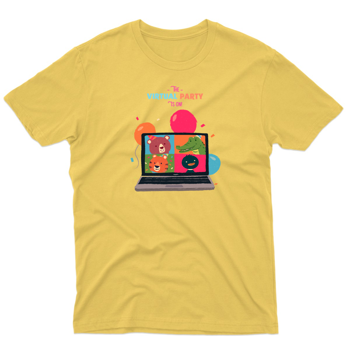 The Virtual Party is on Men's T-shirt | Yellow