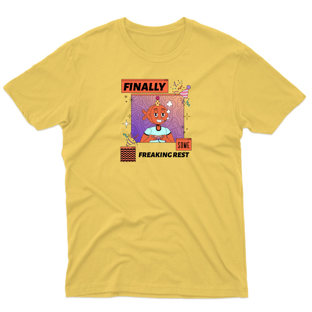 Finally Som Freaking Rest  Men's T-shirt | Yellow