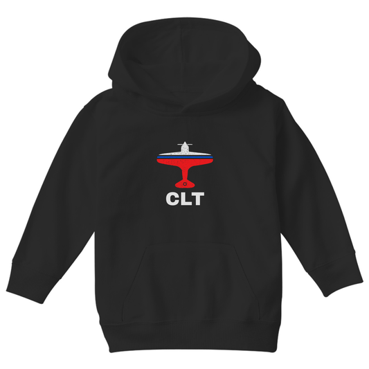 Fly Charlotte CLT Airport Kids Hoodie | Black