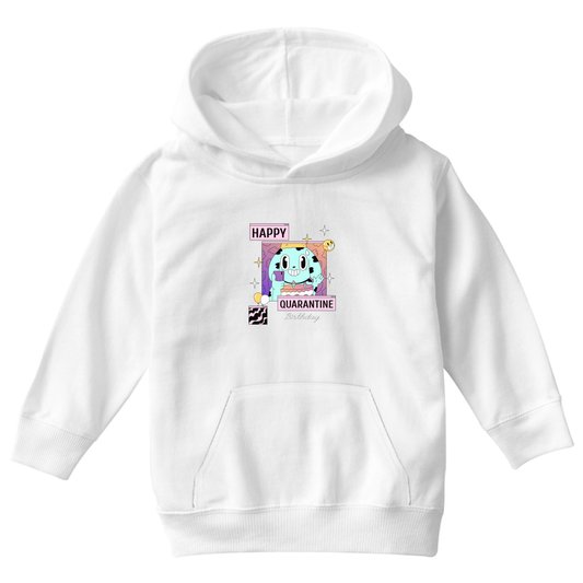 Happy Quarantine Birthday Kids Hoodie | White