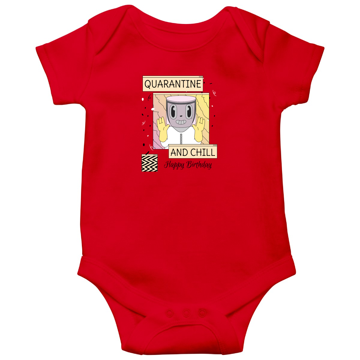 Quarantine and Chill Birthday Baby Bodysuits | Red