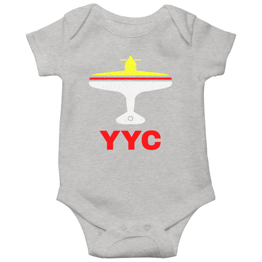 Fly Calgary YYC Airport Baby Bodysuits | Gray