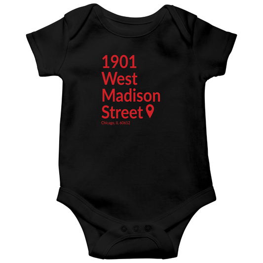 Chicago Basketball & Hockey Stadium Baby Bodysuits