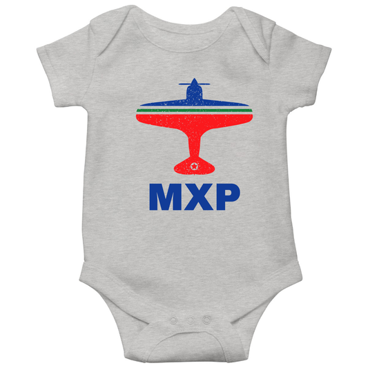 Fly Milan MXP Airport Baby Bodysuits | Gray