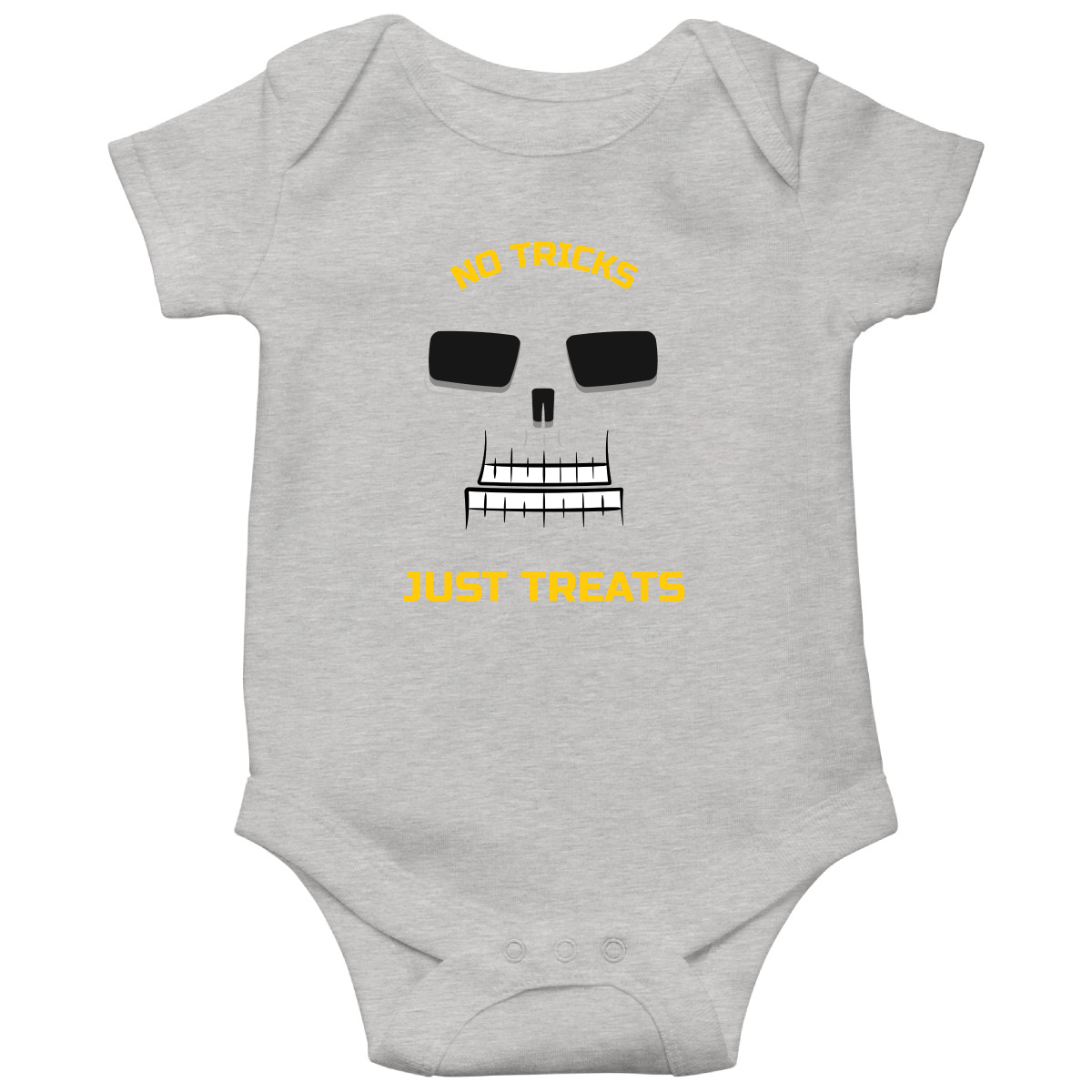 No Tricks Just Treats Baby Bodysuits | Gray