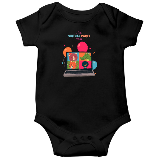 The Virtual Party is on Baby Bodysuits | Black