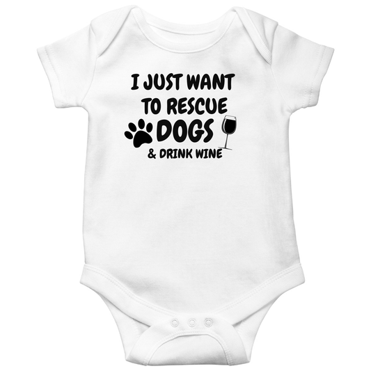 Dogs and Drink Wine Baby Bodysuits | White