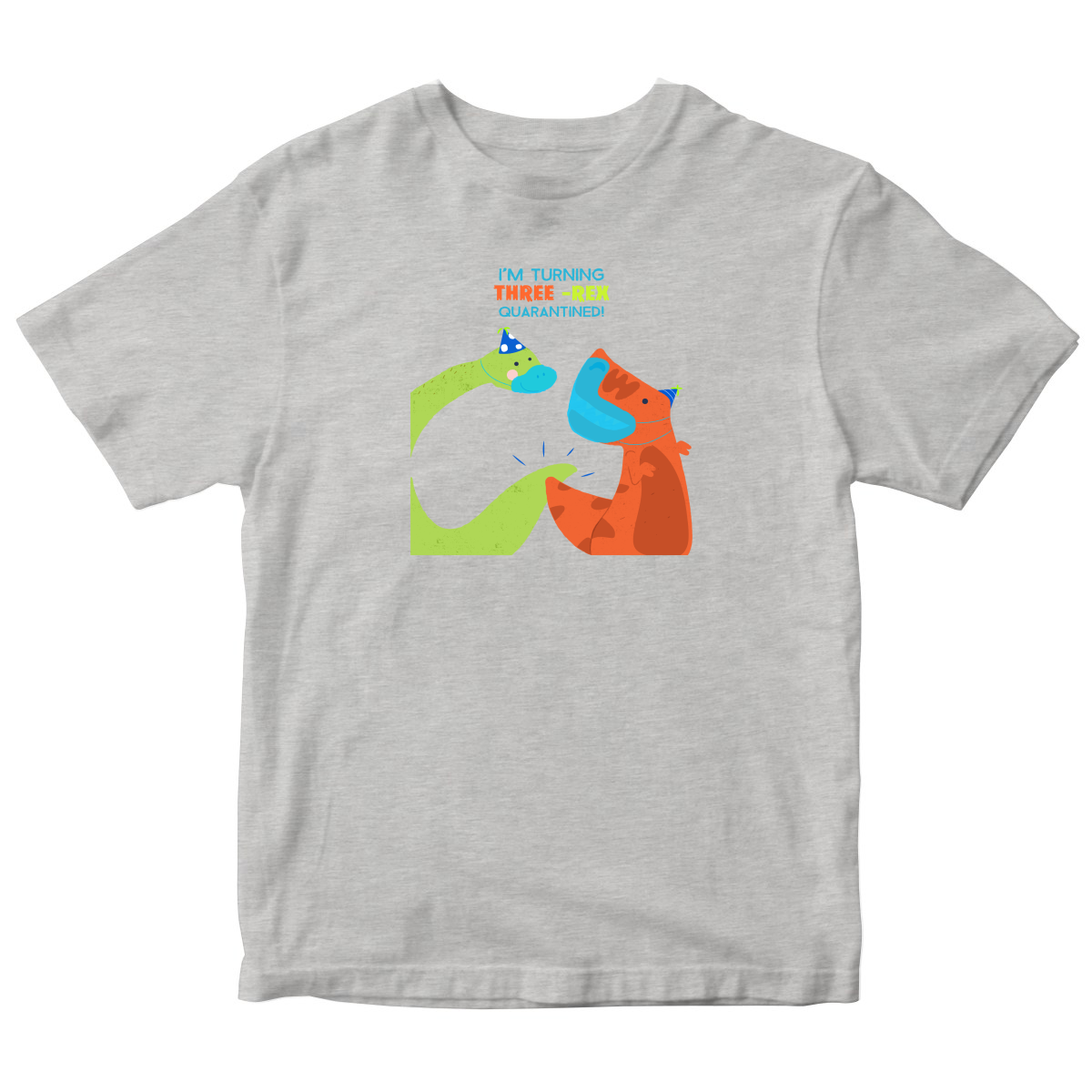 I'm turning three-rex quarantined Toddler T-shirt | Gray