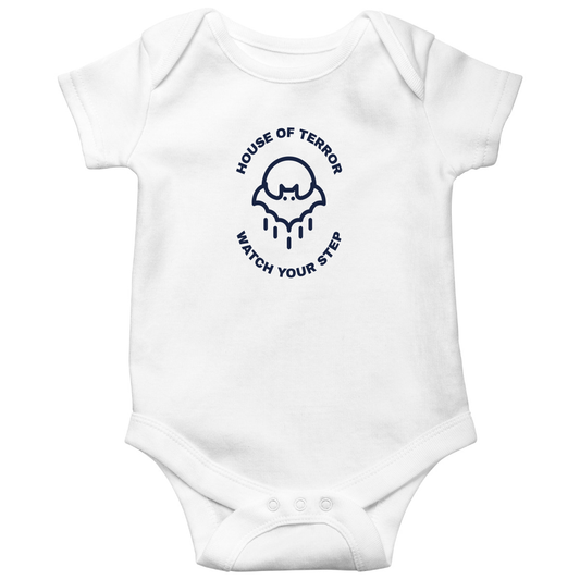 House of Terror Watch Your Step Baby Bodysuits | White
