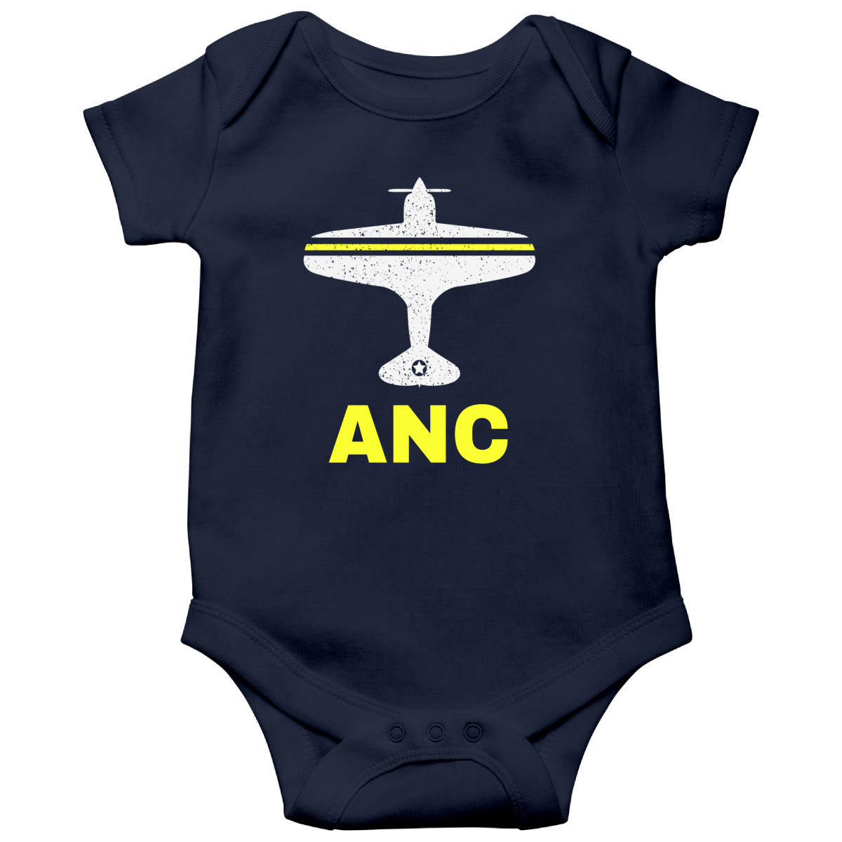 Fly Anchorage ANC Airport Baby Bodysuits | Navy