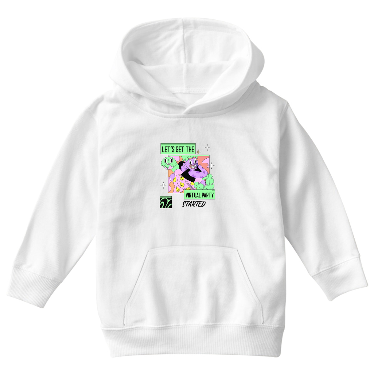 Let's get the virtual party started Kids Hoodie | White