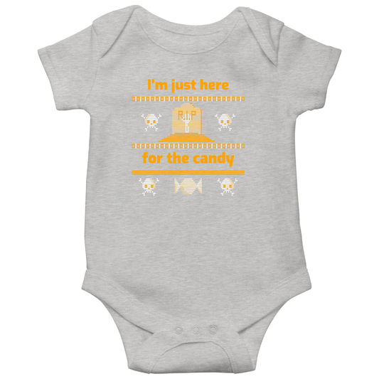 I'm Just Here For the Candy Baby Bodysuits | Gray