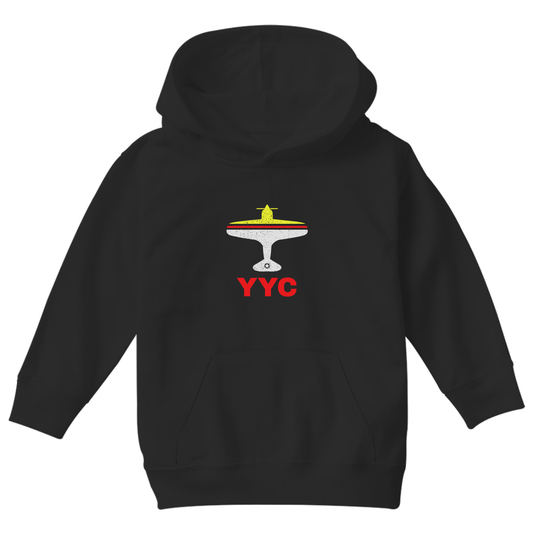 Fly Calgary YYC Airport Kids Hoodie | Black