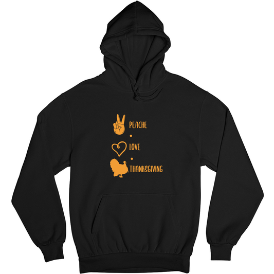 Peace Love Thanksgiving Unisex Hoodie | Black