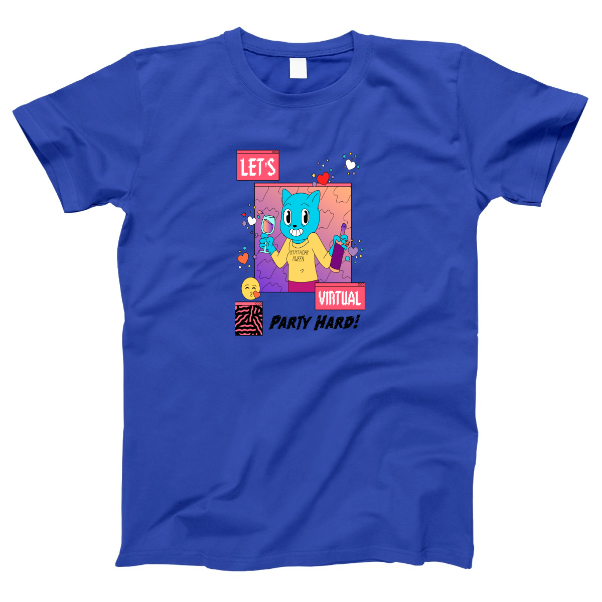Happy Birthday Let's Virtual Party Women's T-shirt | Blue