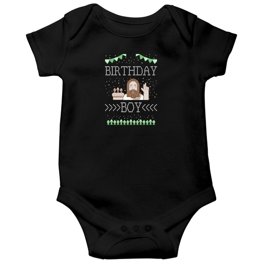 Christmas Birthday Boy Baby Bodysuits | Black