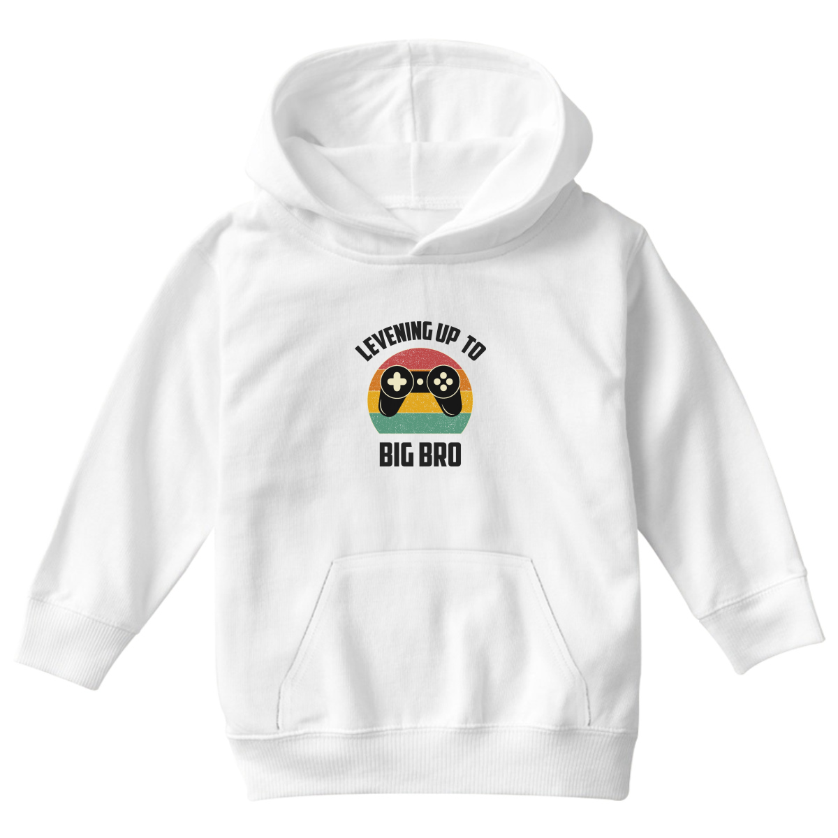 Leveling Up To Big Bro-2 Kids Hoodie | White