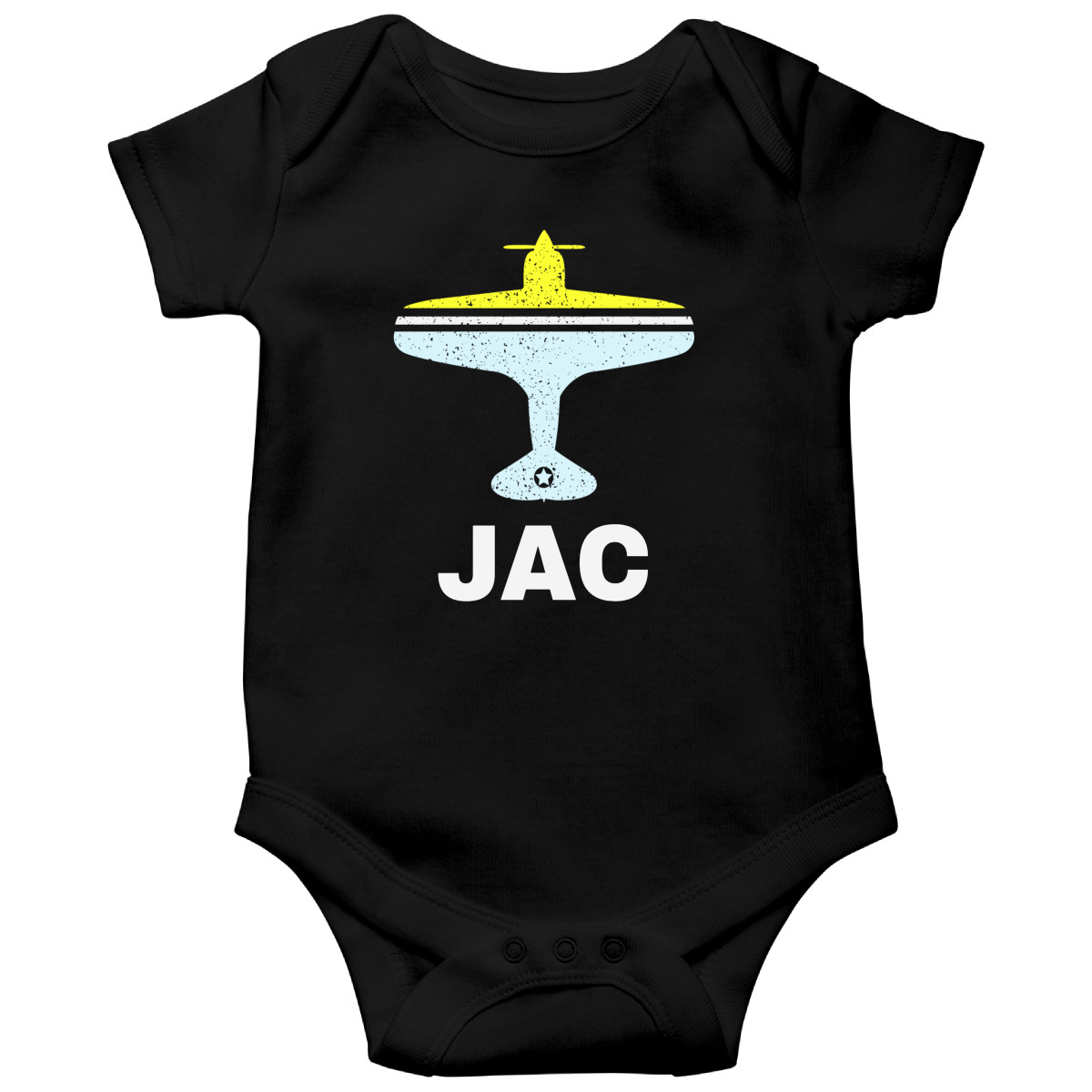 Fly Jackson Hole JAC Airport Baby Bodysuits | Black