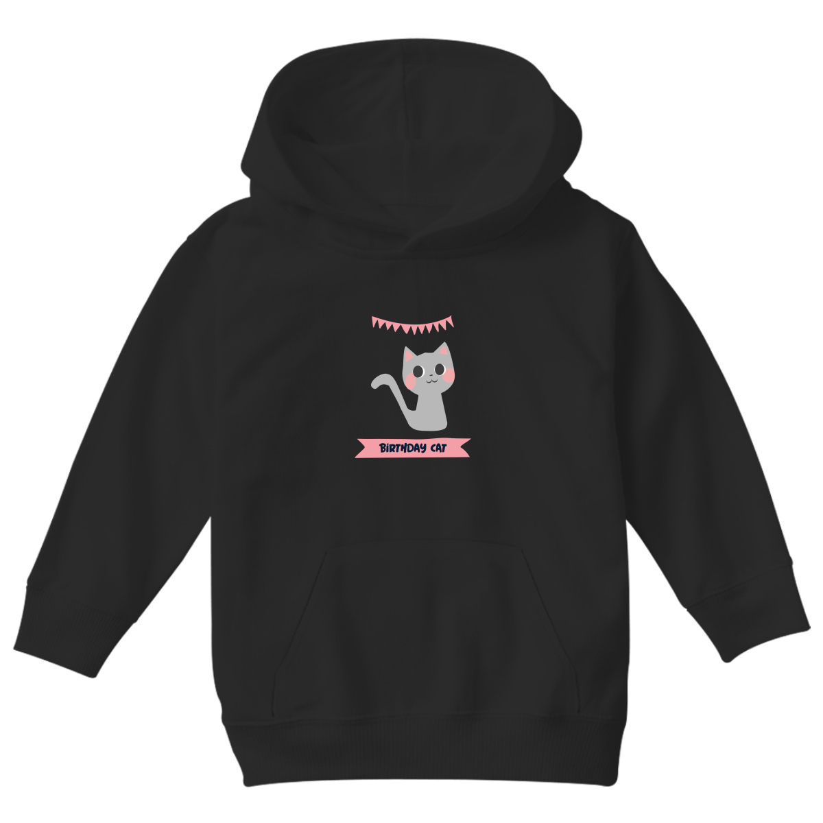 Birthday Cat Kids Hoodie | Black