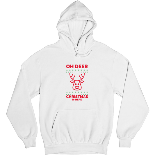 Oh Deer Christmas Is Here Unisex Hoodie | White
