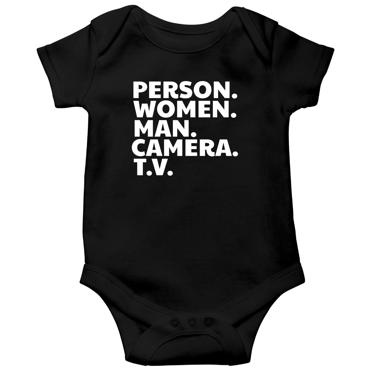 Person Woman Man Camera TV Baby Bodysuits | Black