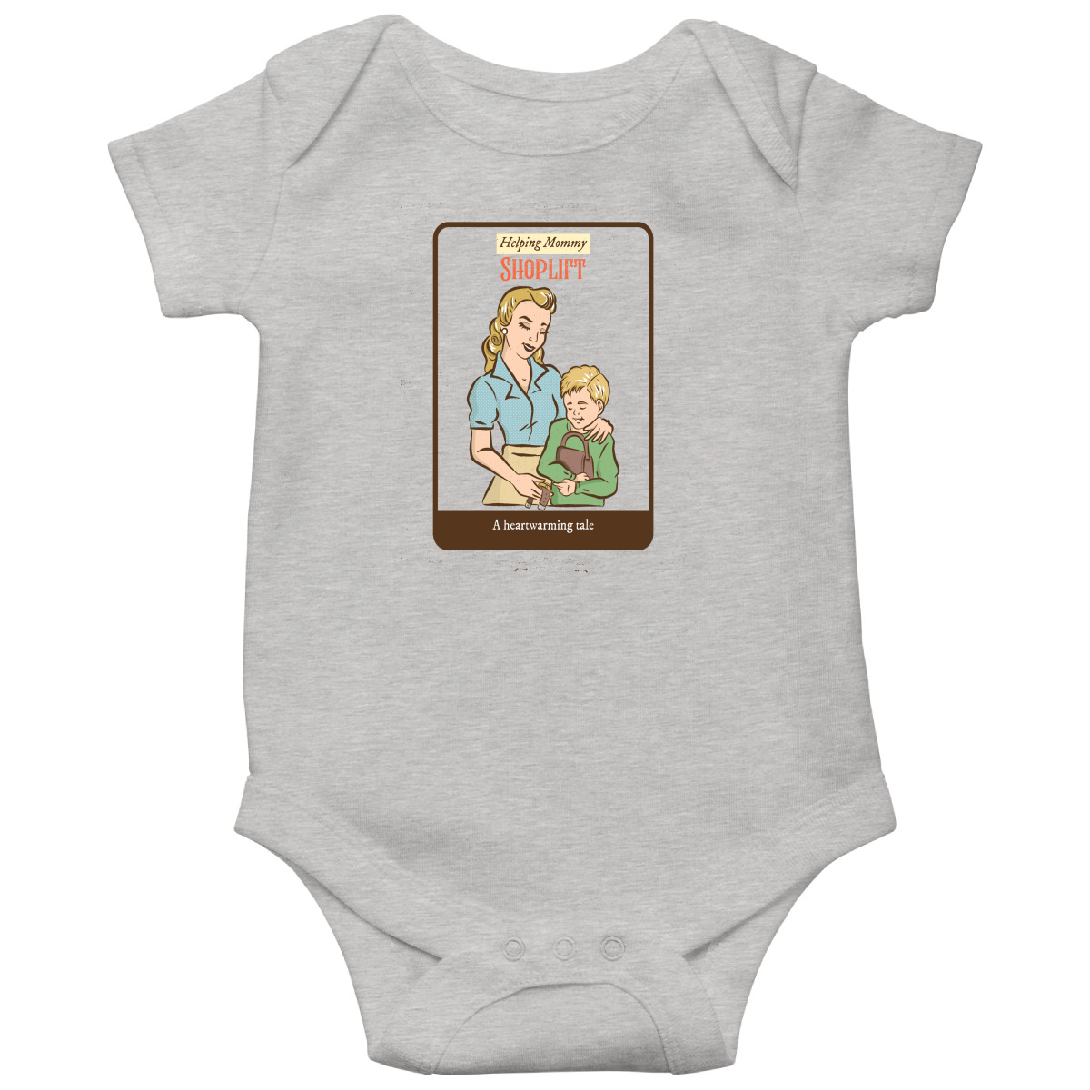 Helping Mommy Shoplift  Baby Bodysuits | Gray