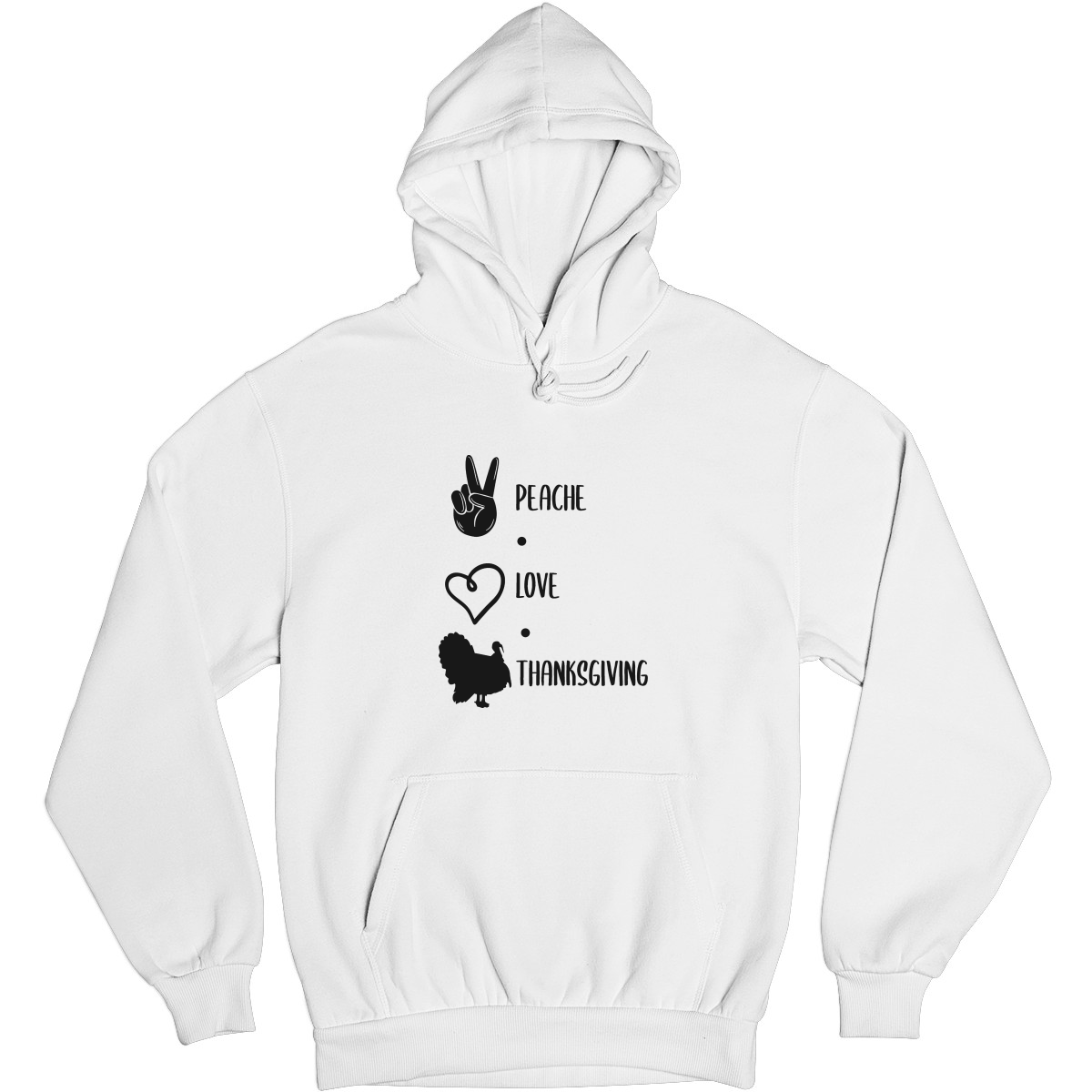 Peace Love Thanksgiving Unisex Hoodie | White