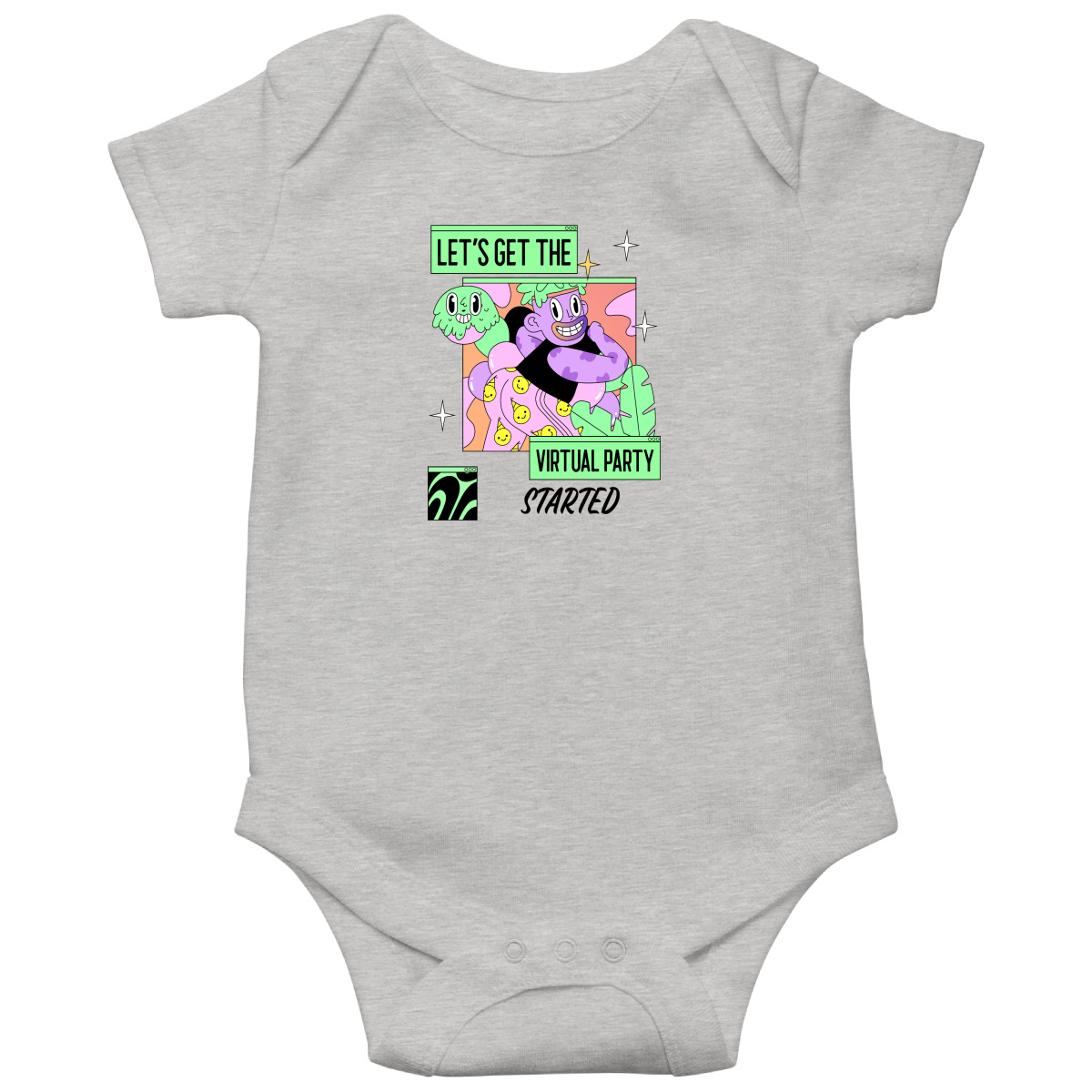 Let's get the virtual party started Baby Bodysuits | Gray