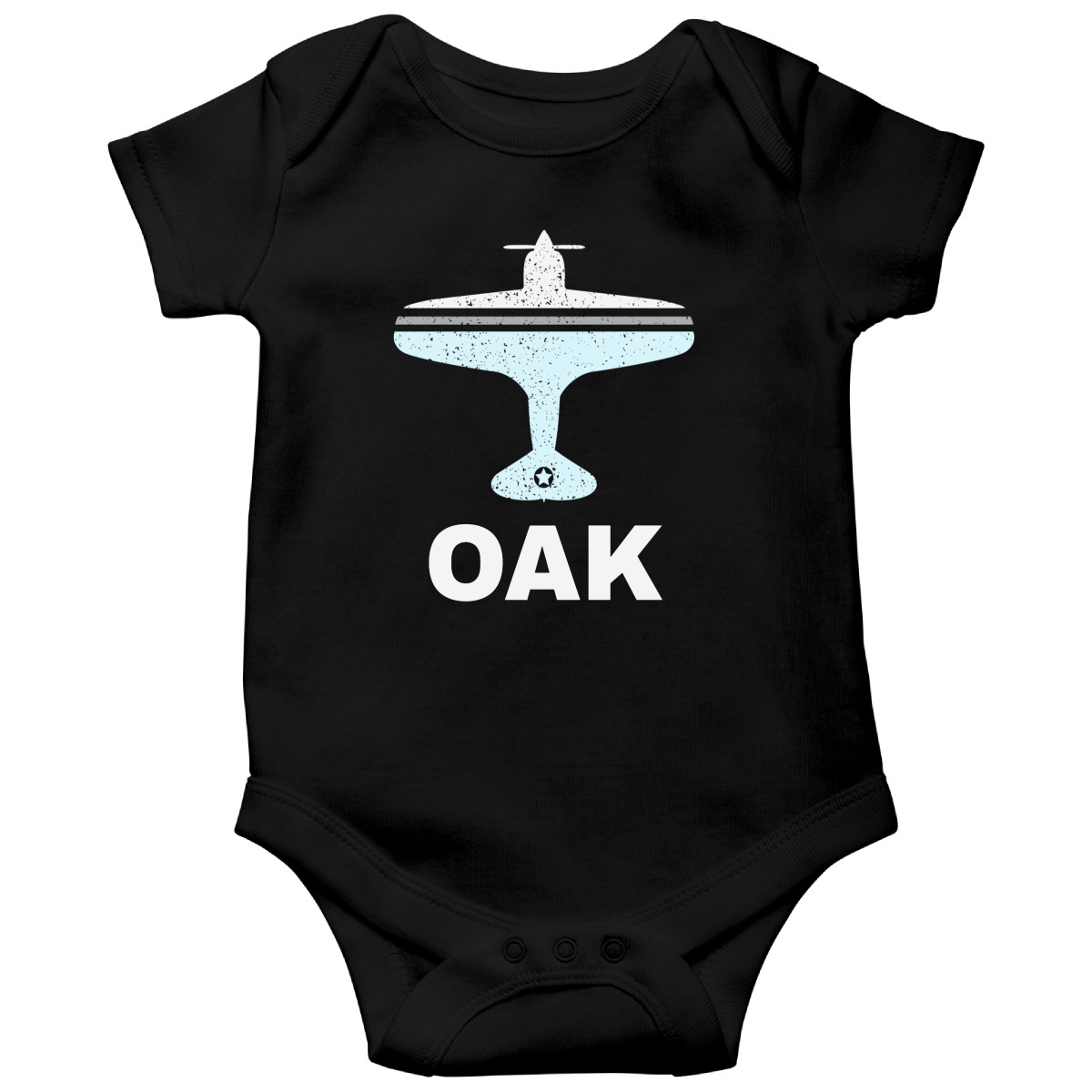 Fly Oakland OAK Airport Baby Bodysuits | Black