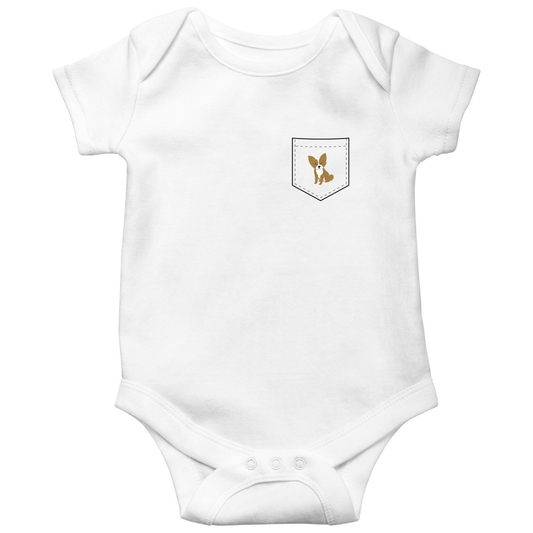 Adorable Chihuahua  Baby Bodysuits | White