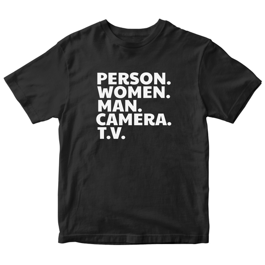 Person Woman Man Camera TV Kids T-shirt | Black