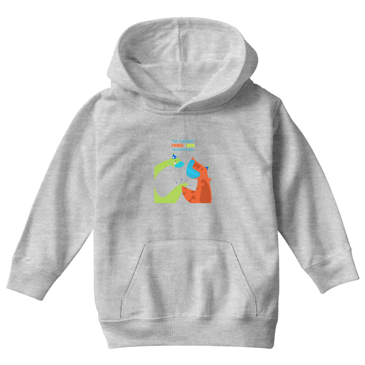 I'm turning three-rex quarantined Kids Hoodie | Gray