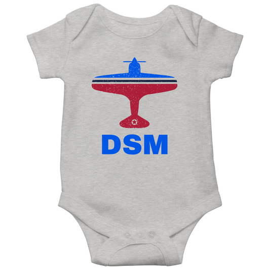 Fly Des Moines DSM Airport Baby Bodysuits | Gray