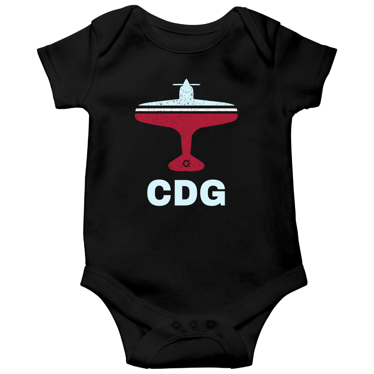 Fly Paris CDG Airport Baby Bodysuits | Black