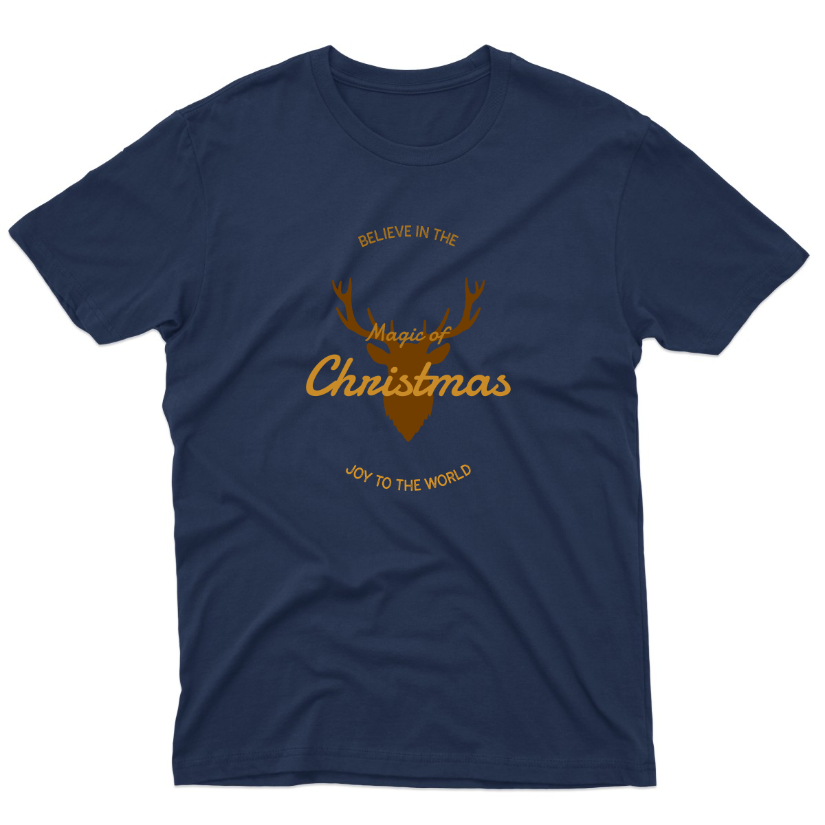 Believe in the Magic of Christmas Joy to the World Men's T-shirt | Navy