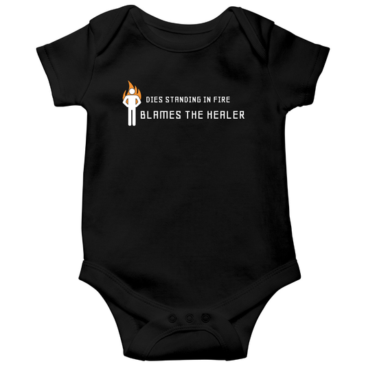 Dies Standing In Fire Blames The Healer Baby Bodysuits | Black