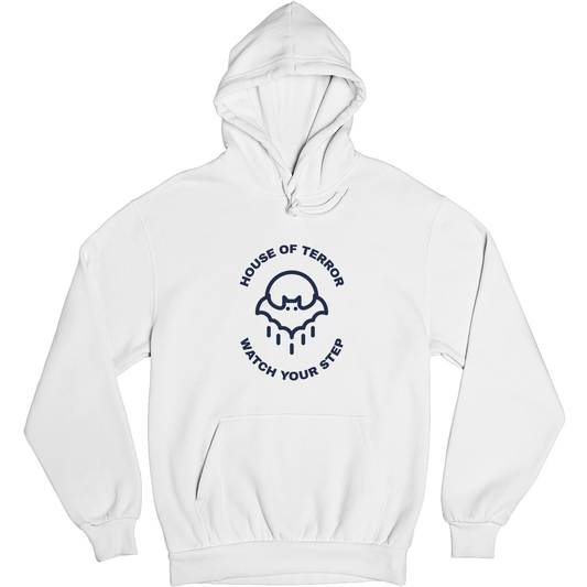 House of Terror Watch Your Step Unisex Hoodie | White