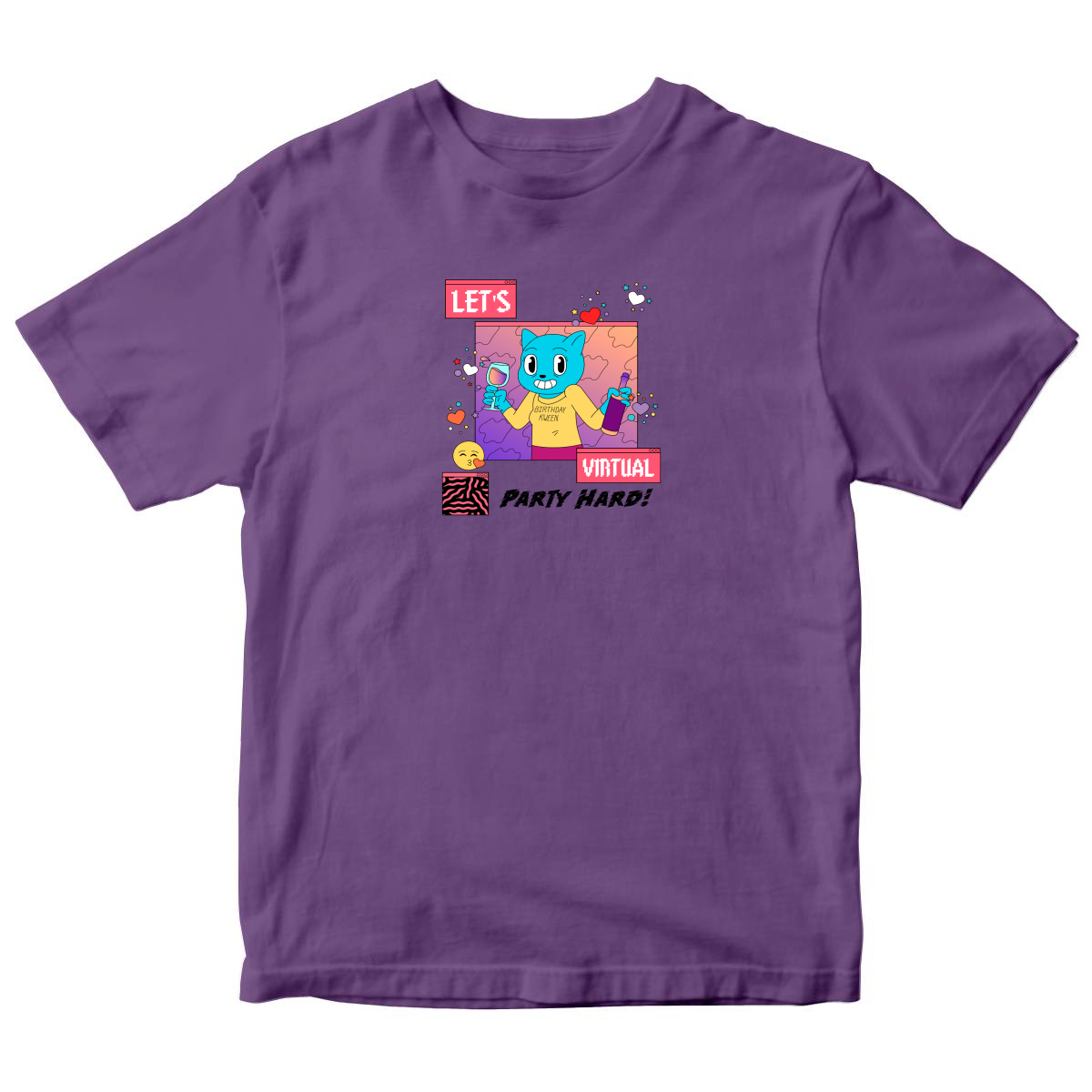 Happy Birthday Let's Virtual Party Toddler T-shirt | Purple