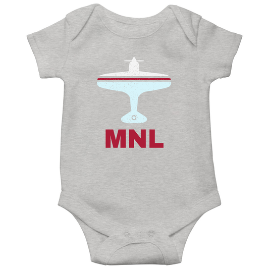 Fly Manila MNL Airport Baby Bodysuits | Gray