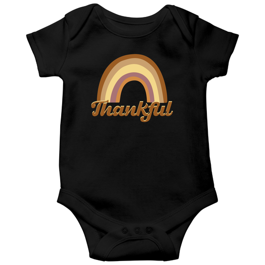 Thankful Retro Rainbow Baby Bodysuits | Black