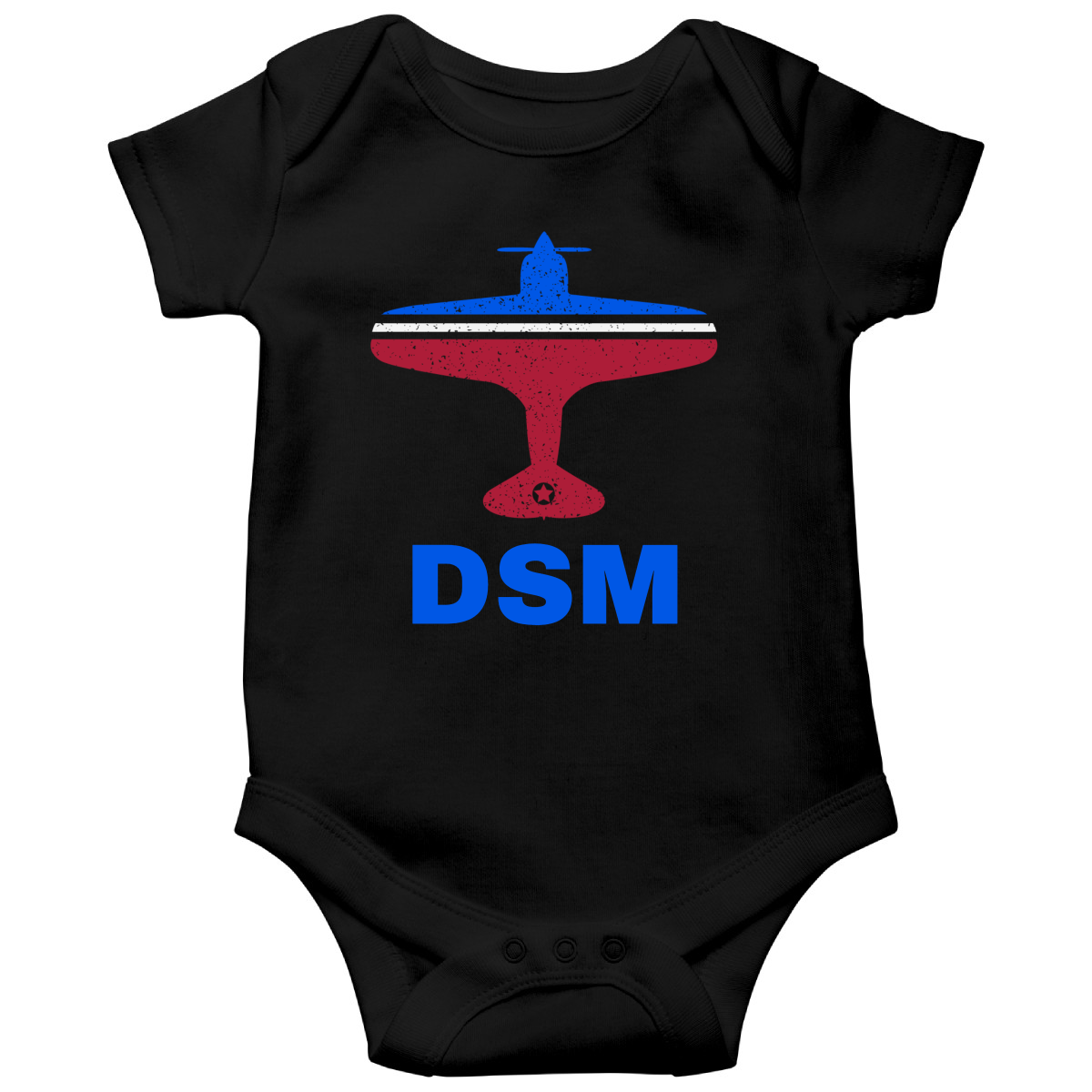 Fly Des Moines DSM Airport Baby Bodysuits | Black